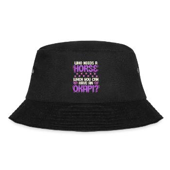 Okapi Tier Who Needs A Horse? - Bucket Hat - Schwarz - Vorne - Lela (165cm)