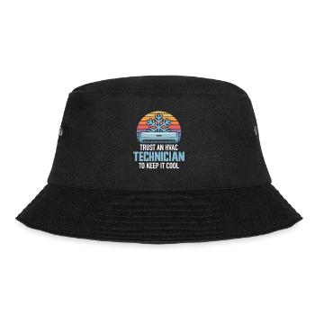 HVAC Techniker Retro Klima Experte Design Profis - Bucket Hat - Schwarz - Vorne - Lela (165cm)