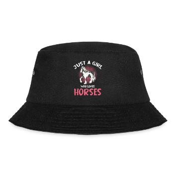 Mädchen liebt Pferde Motiv - Bucket Hat - Schwarz - Vorne - Lela (165cm)