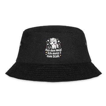 Reiten Aus Dem Weg Zum Stall Pferdemädchen Pferde - Bucket Hat - Schwarz - Vorne - Lela (165cm)