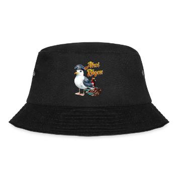 Ostsee Urlaub AHOI RÜGEN Lustiges - Bucket Hat - Schwarz - Vorne - Lela (165cm)