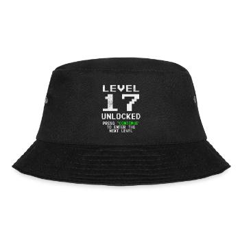Level Unlocked Gamer Geburtstag 17 Jahre - Bucket Hat - Schwarz - Vorne - Lela (165cm)