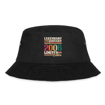 Retro-Geburtstagsgeschenk im Januar 2006 - Bucket Hat - Schwarz - Vorne - Lela (165cm)