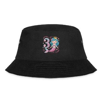 Mermaid 3rd Birthday 3 Years - Bucket Hat - black - Front - Lela (165cm)