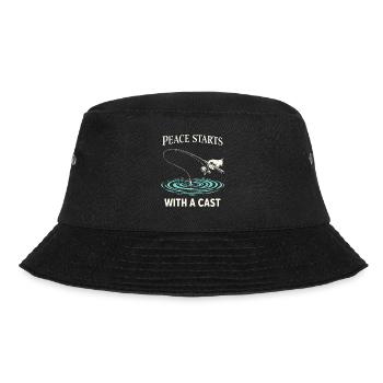 Stressabbau, Angeln, Psychische Gesundheit - Bucket Hat - Schwarz - Vorne - Lela (165cm)
