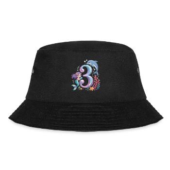 Meerjungfrau 3. Geburtstag 3 Jahre - Bucket Hat - Schwarz - Vorne - Lela (165cm)
