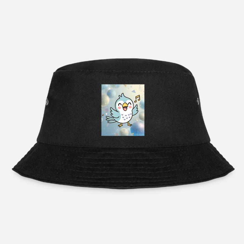 Fröhliches Küken singt zwischen bunten Blasen - Bucket Hat - Schwarz