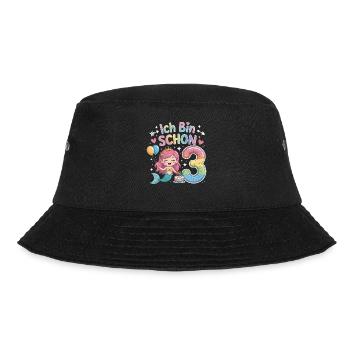I'm already 3 Mermaid Birthday - Bucket Hat - black - Front - Lela (165cm)