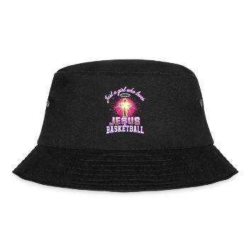 Jesus und Basketball Mädchen-Design - Bucket Hat - Schwarz - Vorne - Lela (165cm)