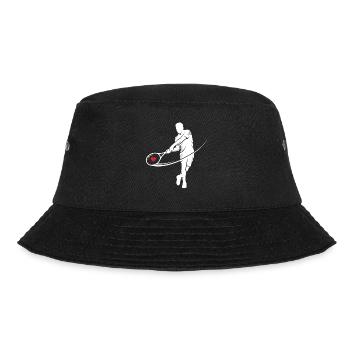 Tennis Silhouette Herz im Schläger Motiv - Bucket Hat - Schwarz - Vorne - Lela (165cm)