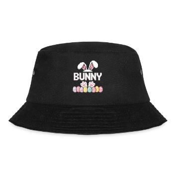 Osterhase Bunny Shirt – Retro Pixel Ostern Motiv - Bucket Hat - Schwarz - Vorne - Lela (165cm)