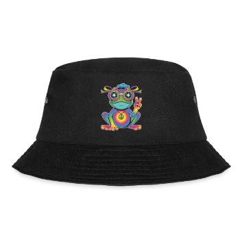 Frosch T-Shirt Peace Symbol Hippie Style - Bucket Hat - Schwarz - Vorne - Lela (165cm)