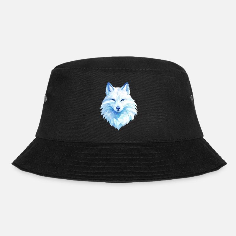Polygon Wolf Eis Blau– Modern Art - Bucket Hat - black