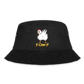 F-Caw-F Chicken Adult Humor Funny Rooster Fcawf - Bucket Hat - Schwarz - Vorne - Lela (165cm)