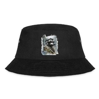 Forest Glass Cabin on Cliff - Bucket Hat - black - Front - Lela (165cm)