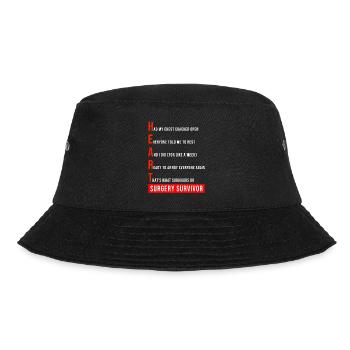 Ich habe eine offene Herzoperation überlebt - Bucket Hat - Schwarz - Vorne - Lela (165cm)