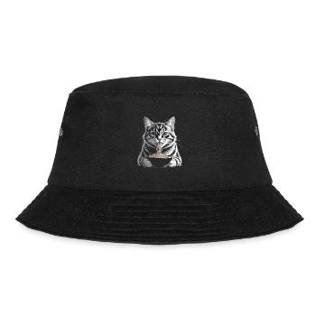Cat Eats Ramen - Bucket Hat - black - Front - Lela (165cm)