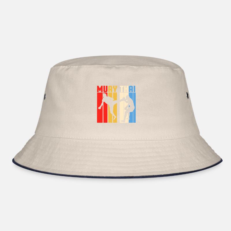 Muay Thai Silhouette Stripes Bucket Hat