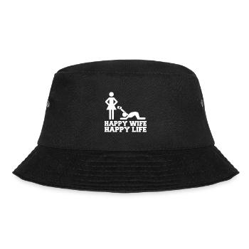 Happy Wife Happy Life Cartoon - Bucket Hat - black - Front - Lela (165cm)