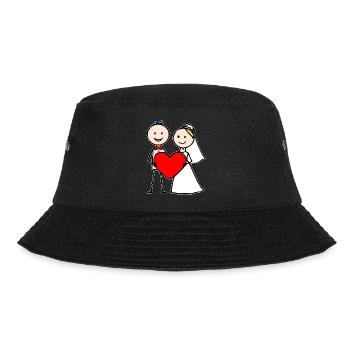 Wedding Couple Cartoon Heart - Bucket Hat - black - Front - Lela (165cm)