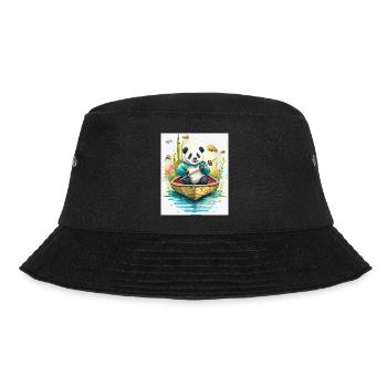 Panda-Ruderboot in Blüte - Bucket Hat - Schwarz - Vorne - Lela (165cm)