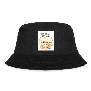 life_beginn_after_coffee - Bucket Hat - Schwarz - Vorne - Lela (165cm)