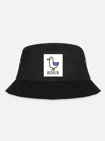 Moinsen Sticker mit Möwe - Bucket Hat - Schwarz