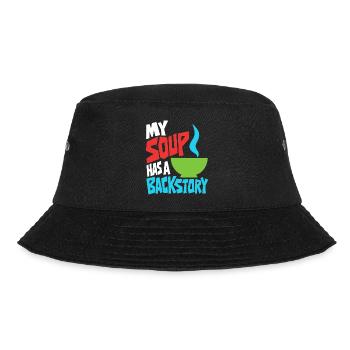 Suppe mit eigener Hintergrundgeschichte - Bucket Hat - Schwarz - Vorne