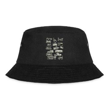 Vintage Dampflokzug – Lokomotivlinienkunst - Bucket Hat - Schwarz - Vorne