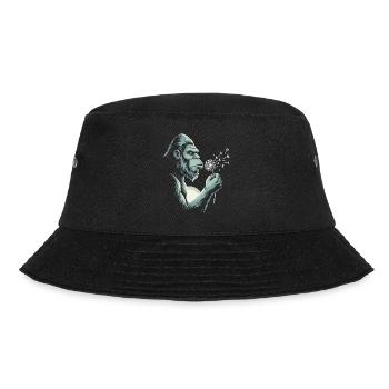 Nachdenklicher Gorilla-Löwenzahn-Liebhaber - Bucket Hat - Schwarz - Vorne