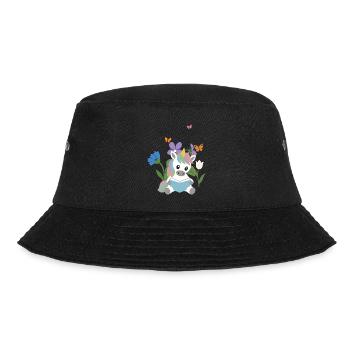 Veilchen · Garten · Bücher Einhorn · Schmetterling - Bucket Hat - Schwarz - Vorne