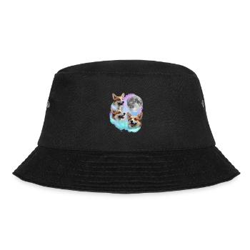 3 Corgis, die auf den Mond heulen – walisischer Corgi-Hundeliebhaber - Bucket Hat - Schwarz - Vorne