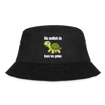 Bin endlich da kann los gehen lustige Schildkröte - Bucket Hat - Schwarz - Vorne
