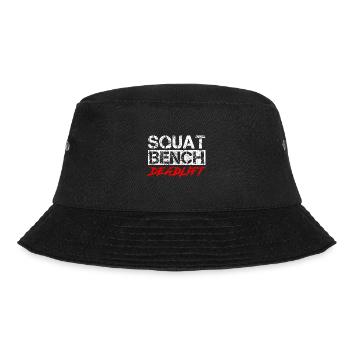 Kraftdreikampf Workout Kniebeuge Bank Kreuzheben - Bucket Hat - Schwarz - Vorne - Lela (165cm)