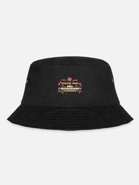 Schulkind Papa Schüler Schulanfang Vater Einschulu - Bucket Hat - Schwarz