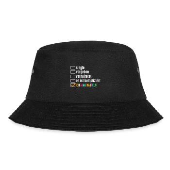 Beziehungsstatus Bastler Bastelunterricht Basteln - Bucket Hat - Schwarz - Vorne - Lela (165cm)