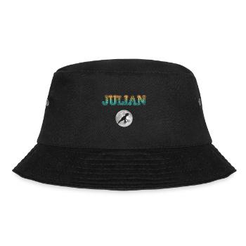 JULIAN - Schöner Jungen Name mit Dinosaurier - Bucket Hat - Schwarz - Vorne - Lela (165cm)