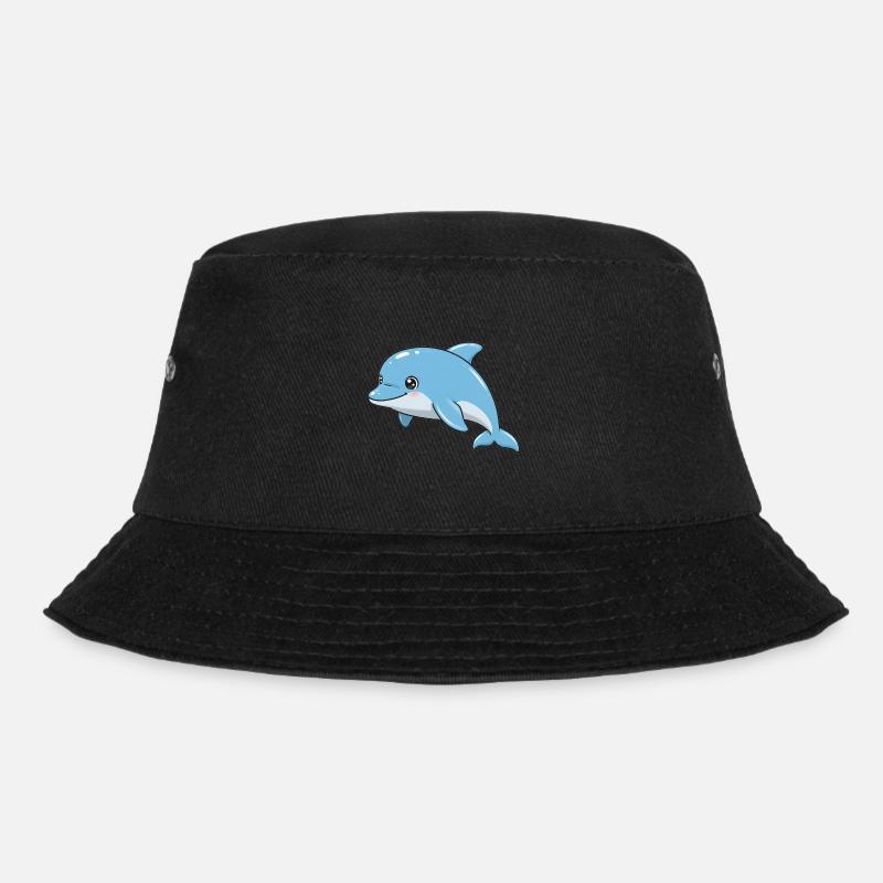 Tier Cartoon Delfin - Bucket Hat - Schwarz