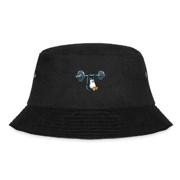 Funny Penguin Fitness Dumbbell Cartoon Design - Bucket Hat - black - Front - Lela (165cm)