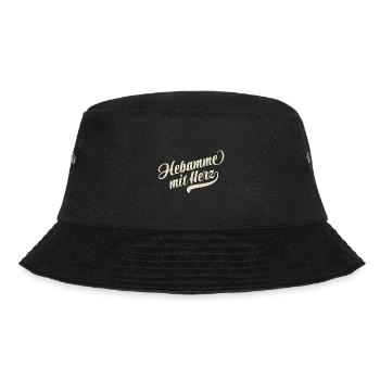 Hebamme mit Herz - Motivation und Erfolg - Bucket Hat - Schwarz - Vorne - Lela (165cm)