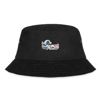 Japanese Wave Great Wave of Kanagawa - Bucket Hat - black - Front - Lela (165cm)
