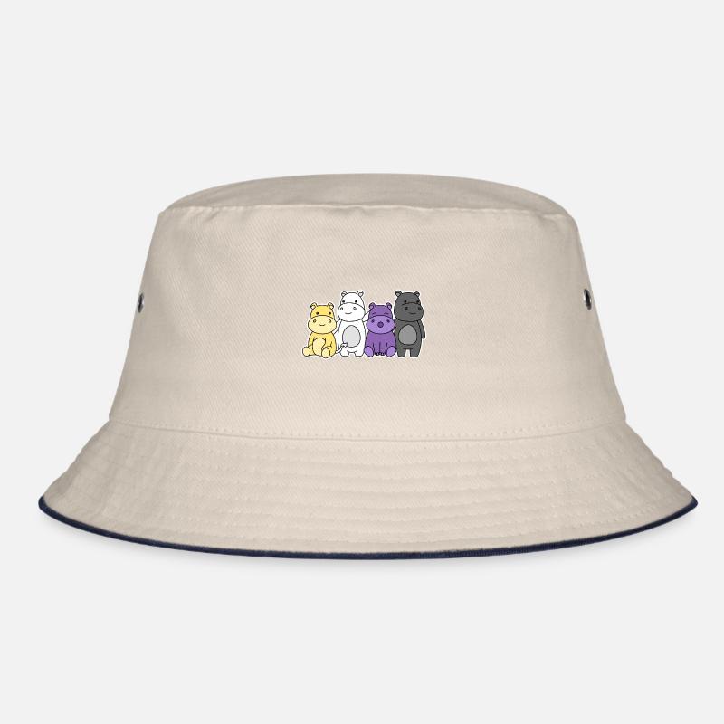 Nonbinary Flag Hippo Design für stolze Enbys Bucket Hat