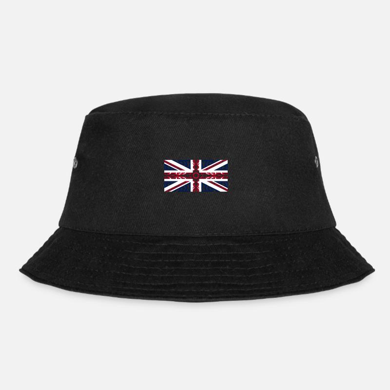 Union Jack British Flag Tribal Style - Bucket Hat - black