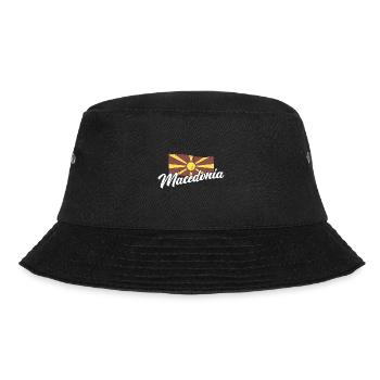 Mazedonien Skopje Balkan Herkunft Flagge National - Bucket Hat - Schwarz - Vorne - Lela (165cm)