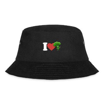 I Love Broccoli, Vegetables, Vegetarian, Vegan - Bucket Hat - black - Front - Lela (165cm)