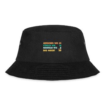 Fünfzig Fünfzigster 50 Jahre Geburtstag - Bucket Hat - Schwarz - Vorne - Lela (165cm)
