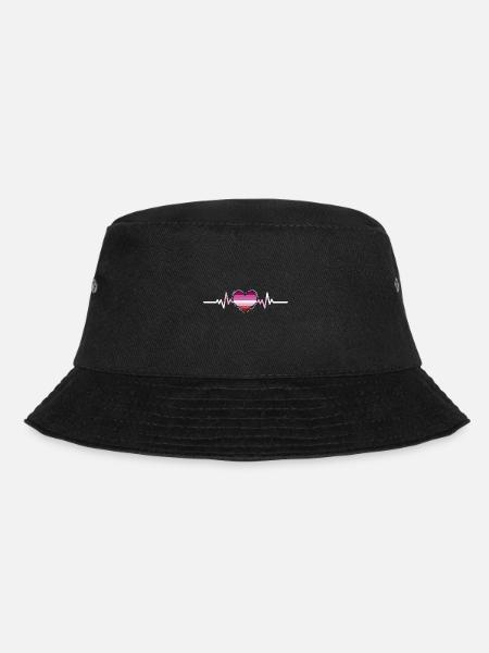 Lesbian Heartbeat Lesbian Pride - Bucket Hat - black