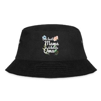 DIe beste Mama und liebste Oma Spruch floral Blume - Bucket Hat - Schwarz - Vorne - Lela (165cm)