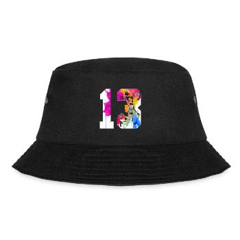 13. GEBURTSTAG BASKETBALL NUMMER 13 - Bucket Hat - Schwarz - Vorne - Lela (165cm)
