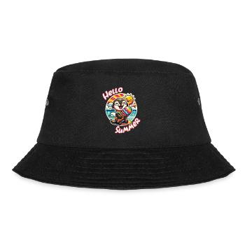 Hallo Sommer lustiger Otter mit großer Eistüte - Bucket Hat - Schwarz - Vorne - Lela (165cm)